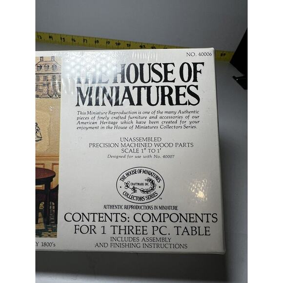 The House of Miniatures Kit 40006 Hepplewhite 3 pc Dining Room Table NEW SEALED - Picture 8 of 9